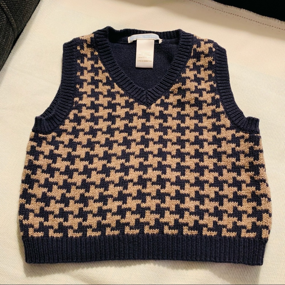 Janie and Jack cotton houndstooth vest. 3-6 months